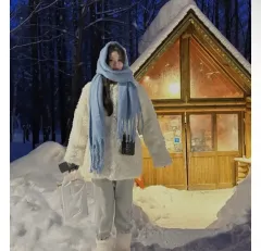 厚手 オーバーサイズ パステル 冬用 マフラー ライトブルー