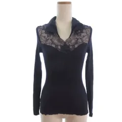 オスカリート Oscalito リブ ニット メロー カットソー 長袖 レース 紫 3 ■ECT