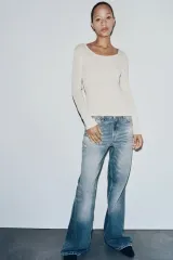 ザラ ベーシックカットソー 長袖Tシャツ ロングスリーブTシャツ インナーTシャツ ラウンドネック 5039/406/720