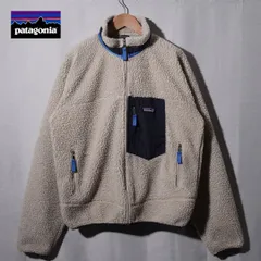パタゴニア Patagonia クラシック レトロX フリース ジャケット L 相当 ナチュラル ネイビー ブルー ラグラン ロゴ刺繍 テック系 オーバーサイズ ビッグシルエット ストリート アメカジ Y2K 古着 L722