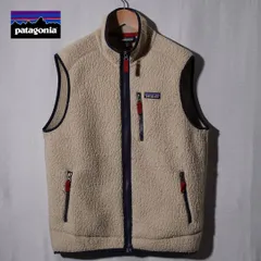 パタゴニア Patagonia クラシック レトロパイル フリース ベスト M  ナチュラル ネイビー レッド ロゴ刺繍 テック系 ストリート アメカジ Y2K 古着 N720