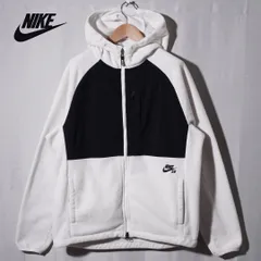 ナイキ NIKE SB フリース ジップパーカー M ポーラテック Polartec ホワイト ブラック 00s ロゴ刺繍 ナイロン ストリート Y2K アメカジ 古着 K821