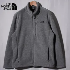 美品 ノースフェイス THE NORTH FACE フリース L グレー ラグラン ロゴ刺繍 裏側ロングパイル ファージャケット テック ストリート オーバーサイズ Y2K 古着 L723