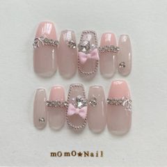 NO.3 ネイルチップ オーダー 韓国 量産型 フレンチガーリー ピンク