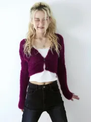 アズオン マカロン カーディガン パープル マゼンタ