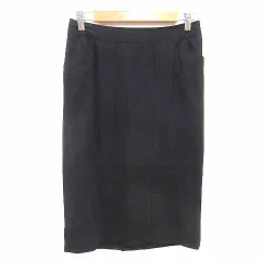 ヨシエイナバ yoshie inaba タイトスカート ミモレ ロング ウール 9 M 黒 ブラック /YK