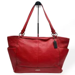 美品　COACH コーチ　トートバッグ　肩掛け　レザー　レッド　F29898
