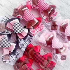 ヘアクリップ　2個セット　チョコ　レース