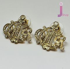 希少】Dior クリスチャンディオール エンブレム ロゴ ピアス ゴールド