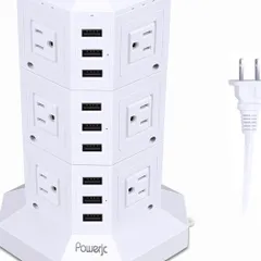 電源タップ 縦型コンセント タワー式 3m スイッチ付 12口＋9口USB