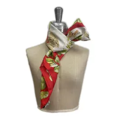 HERMES  エルメス スカーフ ハンカチーフ  希少  鳥 花 スカーフ レディース 赤 中古