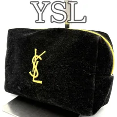 YSL イヴサンローラン メイクポーチ ベロア ブラック ロゴ刺繍 ノベルティ 化粧ポーチ コスメポーチ 小物入れ 上品 シンプル