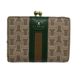 LANVIN ランバン レディース 二つ折り財布 7580121 フェリアパース グリーン×ベージュ系 PVCレザー 【中古】 22601K51