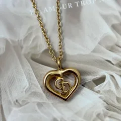 【美品】クリスチャン ディオール ネックレス 首飾り アクセサリー CDロゴ ハート GP ゴールド レディース Christian Dior Vintage Heart Shape Necklace Choker 22321