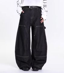 バルーンデニムパンツ ブラック Sサイズ 身長170から175の人におすすめ 