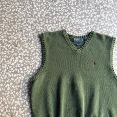 Polo by Ralph Lauren / cotton knit vest ラルフローン　コットンニットベスト　刺繍ロゴ　ユニセックス　オールシーズン　ベスト　ジレ