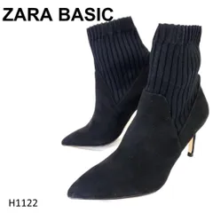 ZARA BASIC ザラベーシック　ソックスブーツ　ストレッチ　ニット　ブラック　EU38 24.5のサムネイル