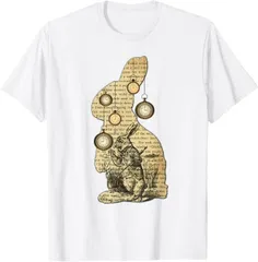 送料無料 100%コットン（I'm Late Alice In Wonderland ホワイトウサギ Tシャツ）熱転写3Dプリント メンズ　レディース おもしろい 半袖 パロディ Tシャツ  「バックプリント可能､備考必須」