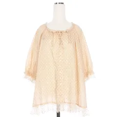 ピンクハウス PINK HOUSE ピコ加工 ドット柄 フラワーレース ウサギ チュニックブラウス シャツ 半袖 ピンク P012RFB23