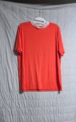 オレンジ レースネック 半袖 Tシャツ 新品