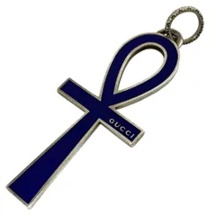 グッチ アンククロス ペンダントトップ ネックレストップ アクセサリー チャーム ロゴ シルバー ブルー AG925 GUCCI 洗練 上品 高級感 存在感 モード