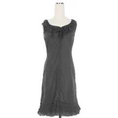 ピンクハウス PINK HOUSE ピコ加工 レース シャツワンピース チュニック ノースリーブ ブラック 黒 P0101FB05