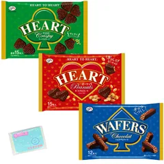 Ｍｏｎｏｌｏｇ Sｔｙｌｅ 不二家 ハートチョコレート 3種アソートセット 【(1)ピーナッツ 15枚 (2)クリスピー 71g (3)ショコラウェファース 12本 】 各種1袋ずつ 合計3袋セット ★スラスラ本舗オリジナルポケットティッシュ付き★ 