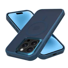 iPhone 15 Pro MagSafe対応 ケース 耐衝撃 放熱 アイフォン 15 Pro スマホケース さらさら手触り ワイヤレス充電対応 レンズ保護 半透明 指紋防止 車載ホルダー対応（ロイヤルブルー）R1117