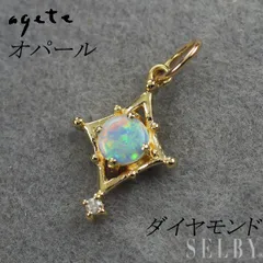 アガット/agete K10YG オパール ダイヤモンド ペンダントトップ D0.01ct