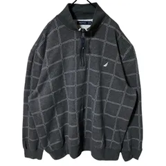 ハーフジップ トレーナー ノーティカ グレー オーバーサイズ チェック 2XL スウェット レディース ユニセックス メンズ 古着 長袖