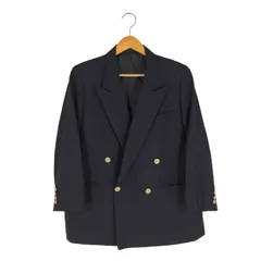 バーバリーズ BURBERRYS TASMANIA WOOL ロゴボタン ダブル 紺ブレザー メンズ 表記無 
