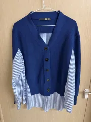 BNX ネイビー カーディガン ストライプ レイヤード
