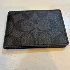 コーチ　COACH　シグネチャー　PVC　blueレザー　パスケース