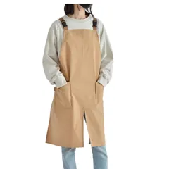 新品 [JUNA KOOK] エプロン H型 完全防水 レディース メンズ ワークエプロン おしゃれ かわいい ポケット付 前スリット 動きやすいサイズ調整可能 ロング丈 作業用 男女兼用 キッチン カフェ 保育士 料理教室 バックルで簡単着脱 無地 軽量