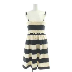 バーバリーブルーレーベル BURBERRY BLUE LABEL キャミワンピース チュニック 38 黒 ブラック 白 ホワイト ストライプ柄 /AP