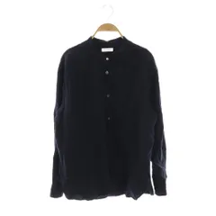 B&Y ユナイテッドアローズ BEAUTY&YOUTH ビューティー&ユース ドレープリネン混 ワイドフォルム バンドカラーシャツ M ダークネイビー /ES ■OS ■AD