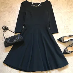 【美品】ANAYI ニットフレアワンピース M 黒 ミモレ丈  ウール フォーマル 入学式 卒業式 セレモニー 上品 レディース