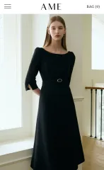 エムム ブラック ツイード ベルト付き ONE PIECE (新品)