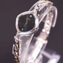 【希少稼働品】セイコー 菱形アンティーク腕時計　PDP＋SGP　ネイビー文字盤　ブレスウォッチ　ベルト、電池交換済