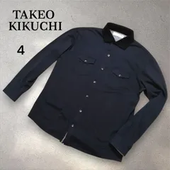 TAKEO KIKUCHI タケオキクチ 　長袖シャツ　綿　シャツ　ネイビー×黒　サイズ4（XL）