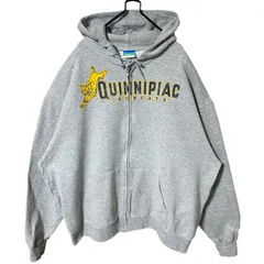 2XL チャンピオン グレー パーカー フルジップ カレッジロゴ ボブキャッツ オーバーサイズ プリント スウェット レディース ユニセックス メンズ 古着 長袖