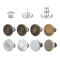 Topatrol ジーンズ 調整ボタン ボタンピン 金属ジーンズ ウエスト調整 縫い目ない ジーンズ 取り外し可能 取付簡単 縫製不要 ウエスト調整 ピン 置換 交換用 調節可能な金属 (1セット8個) 0