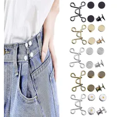 [YFFSFDC] ウエスト調整ボタン27mm5セット ジーンズ 調整リベット付き 縫い目ない ウエストバックル ゆるゆるのジーンズ/ズボン/スカート/Tシャツ/パーカーなどを調節する取り外し可能ボタン 調節可能 交換用 0