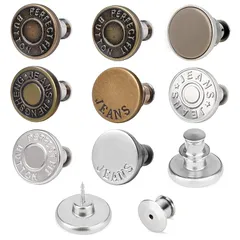 ウエスト 調整 ジーンズ 調整ボタン 1セット8個入り 調節可能な金属ボタン メタルボタン ウエスト調節ピン 取り外し可能 ウエストシンカー 縫製不要 交換用ピース 0