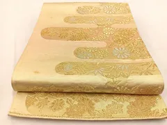 平和屋着物●全通柄袋帯　市松花文　金彩　金通し地　正絹　逸品　未使用　DABD1810ps 平和屋本店○極上 1854年創業 帯屋捨松 六通柄袋帯 唐織 舞花文 黒地