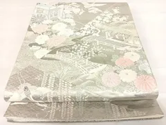 平和屋着物◎六通柄袋帯　唐織　彩華庭園文　プラチナ二重箔　正絹　逸品　AABE3494yx