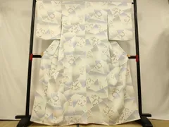 平和屋着物■上質な小紋　切り嵌め草花文　暈し染め　正絹　逸品　AABE3846fw