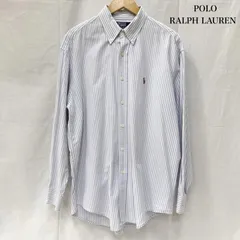 ポロラルフローレン ストライプ長袖シャツ ワンポイント刺繍 blue L メンズ L ISItems【USED】【古着】【中古】50150502