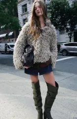 ザラ zara フェイク ファー ニット カーディガン ファージャケット