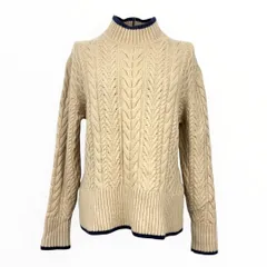 極美品✨ ミラオーウェン ケーブル ニット ベージュ ケーブル ハイネック ウール混 上品 羊毛